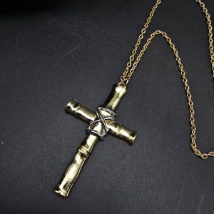 Vintage Religious Cross Pendant Necklace Gold Tone Silver Tone