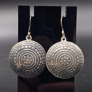 Sterling SIlver Southwest Concho Earrings Circle Dangle Drop