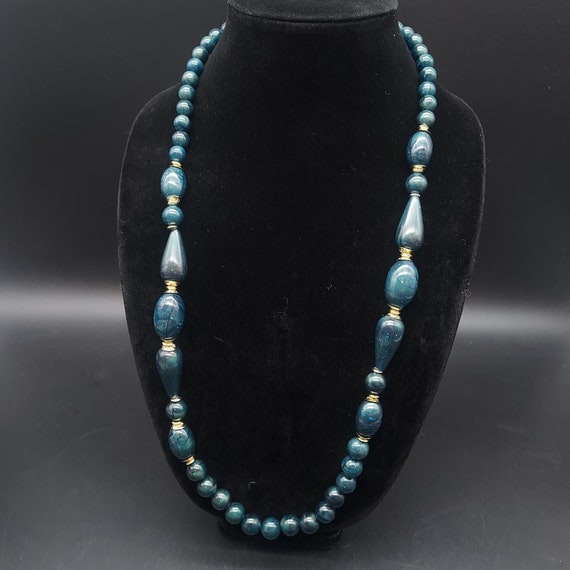 Lady Remington Deep Teal Green Beaded Necklace Vi… - image 1