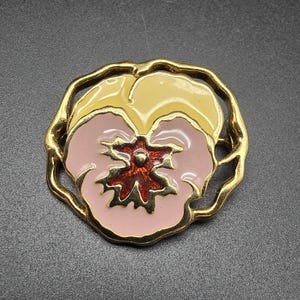 Avon 1990 Full Bloom Pansy Brooch Purple Enamel Vintage Costume Jewelry