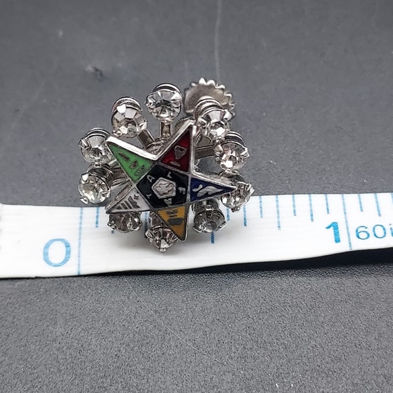 Order of the Eastern Star Rhinestone Screw Back E… - image 3