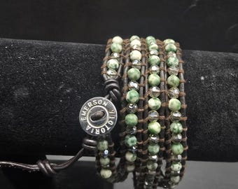 Victoria Emmerson Green Moss Agate Wrap Bracelet