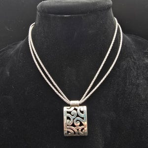 Brighton Silver Tone Swirl Pendant Necklace Double Chain image 6