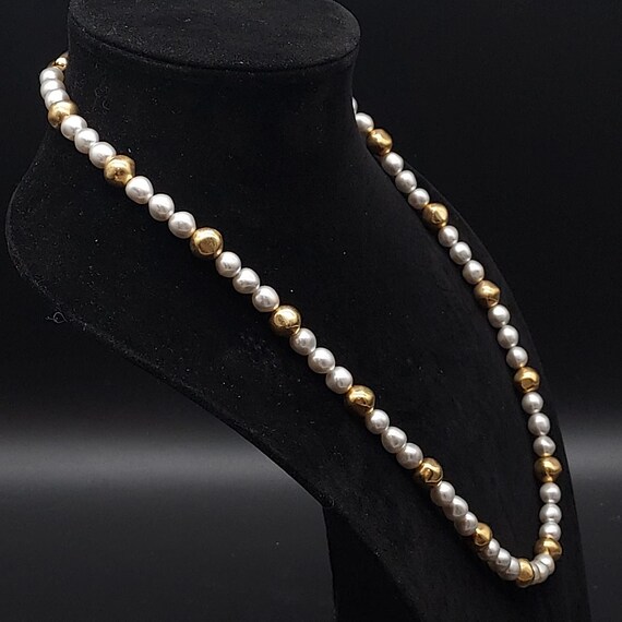 Napier Faux Pearl Gold Tone Beaded Necklace 24 In… - image 10