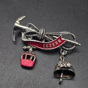 Luzern Switzerland Souvenir Brooch Ace Pick Charms Vintage