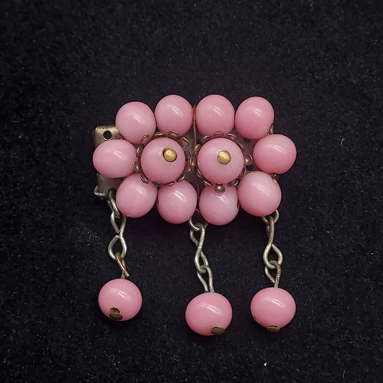 年末のプロモーション Brooch Haskell Miriam Early Wired Beaded Pink Unsigned 1940s その他