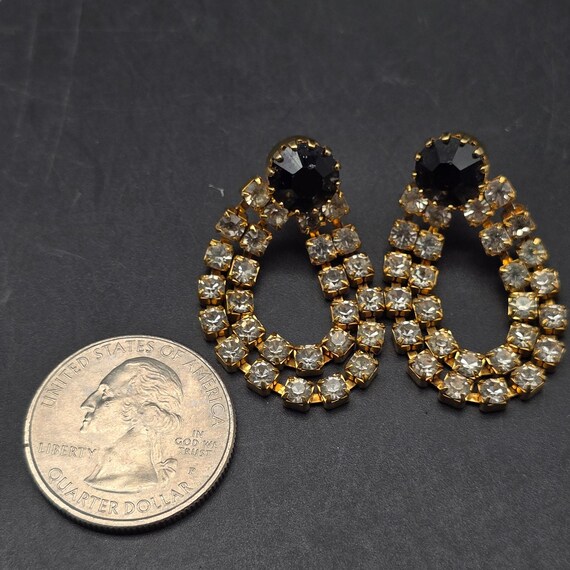 Black Clear Rhinestone Earrings Loop Dangle Drop … - image 8