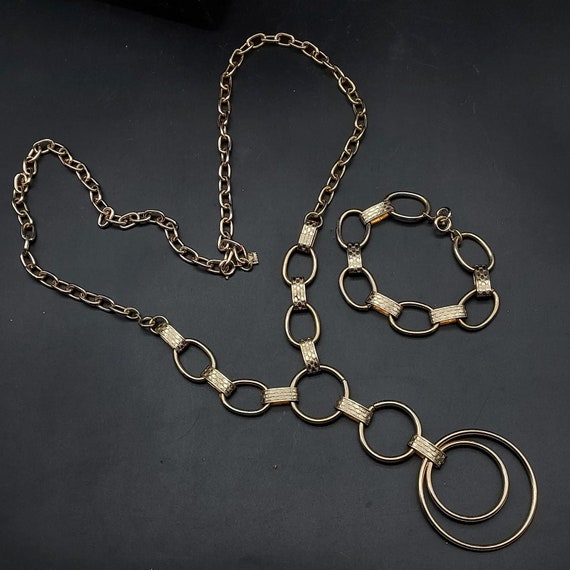 Emmons Gold Tone Necklace Bracelet Set Vintage Cos