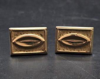 Hicock USA Gold Tone Cuff Links Rectangle Vintage Mens Accessories