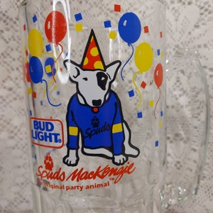Vintage Bud Light Spuds Mackenzie Budweiser Large 32 OZ Beer Mug Stein Glass