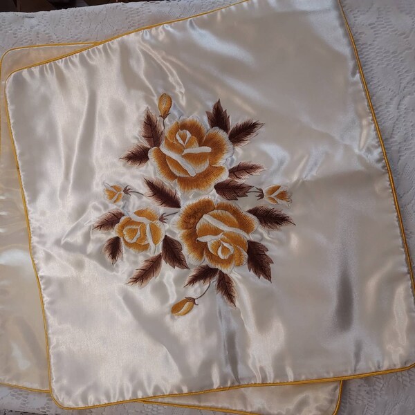 Military Base Pillow Shams Floral Embroidered Silky Pillow Case Japan