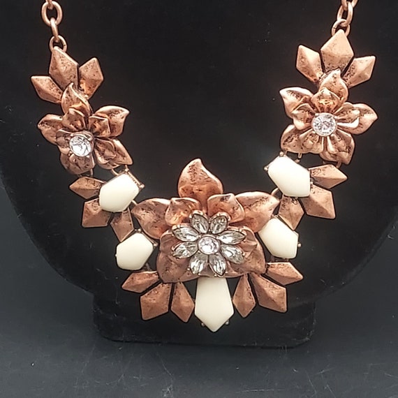 Premier Design Copper Tone Floral Bib Necklace St… - image 4