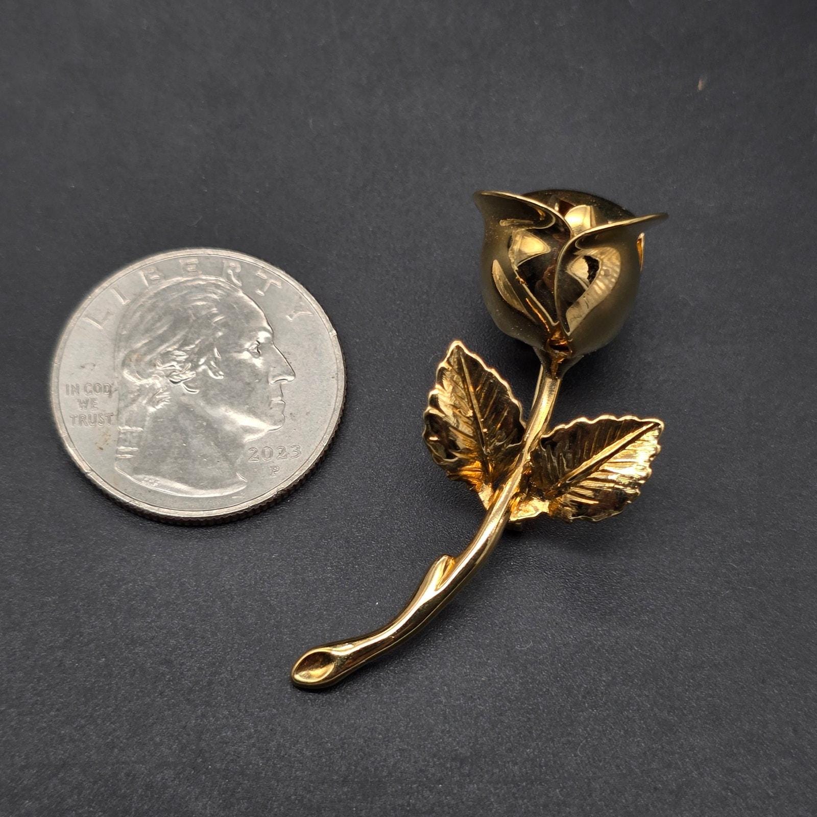 Monet Rose Brooch Gold Tone Flower Vintage Floral Jewelry - Etsy