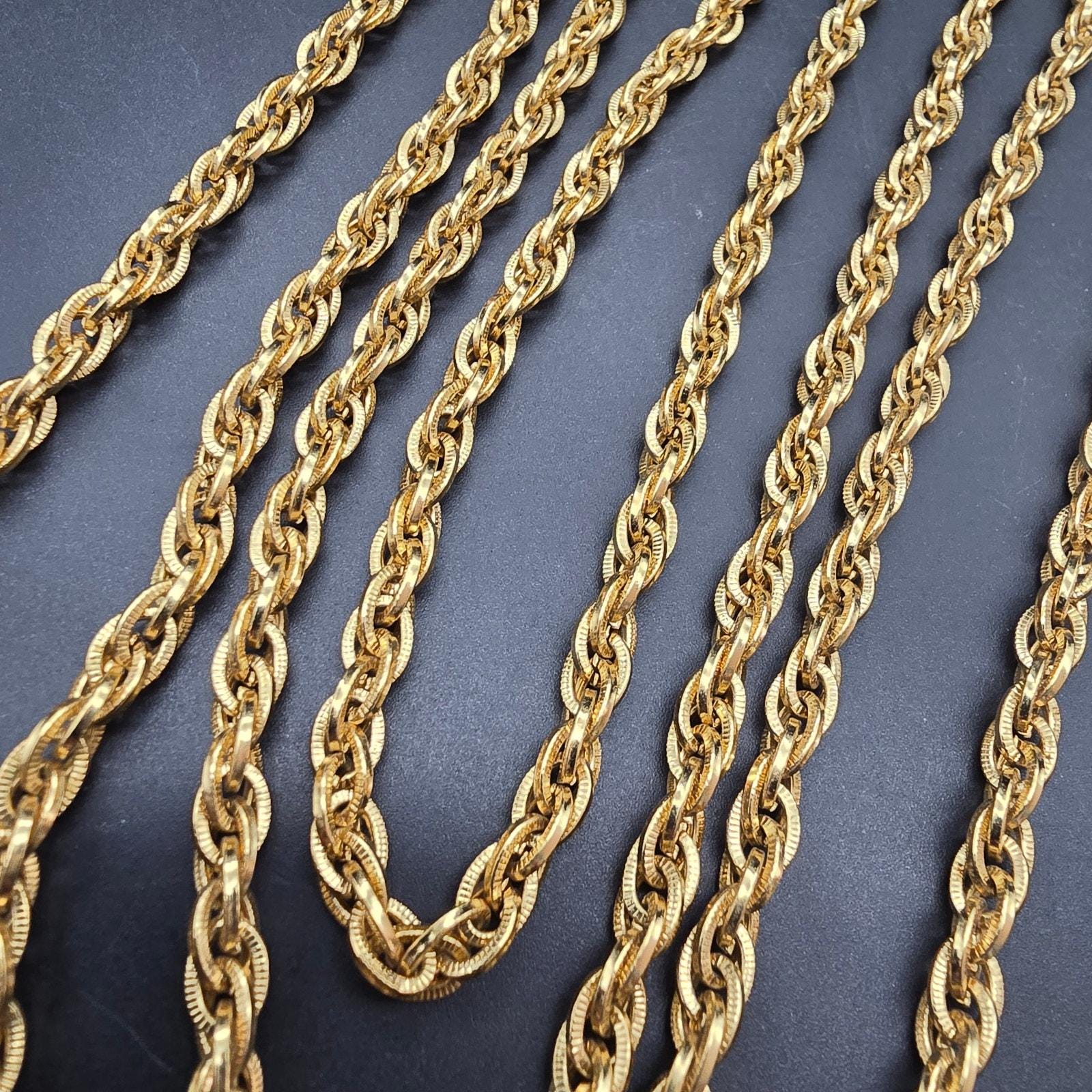 Monet Gold Tone Chain Necklace LONG Twisted Vintage Costume