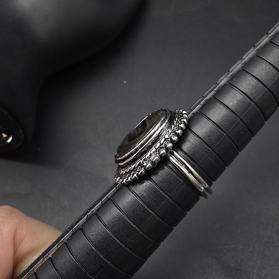 Oval Abalone Shell Slice Ring Silver Tone Size 6.… - image 2