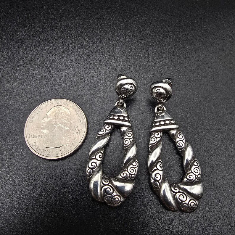 Brighton Bijoux Silver Tone Swirl Tear Drop Earrings Pierced Post image 3