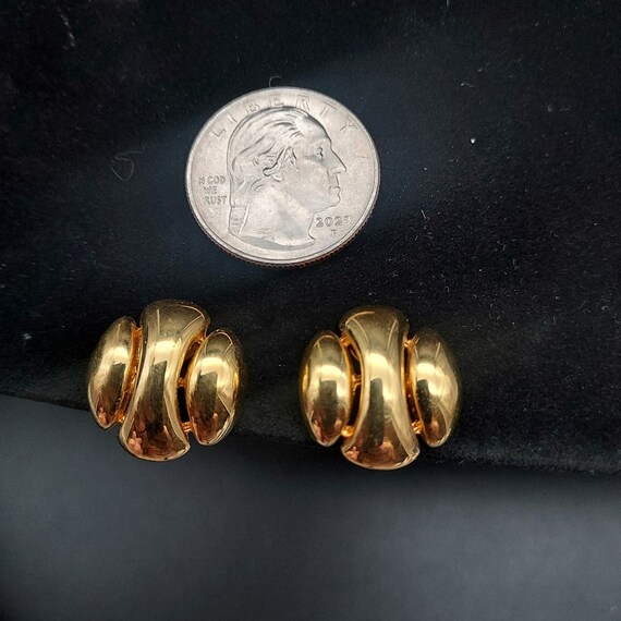 Napier Gold Tone Clip On Earrings Vintage Costume… - image 4