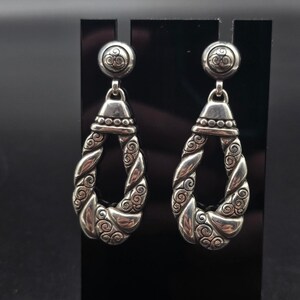Brighton Bijoux Silver Tone Swirl Tear Drop Earrings Pierced Post image 1