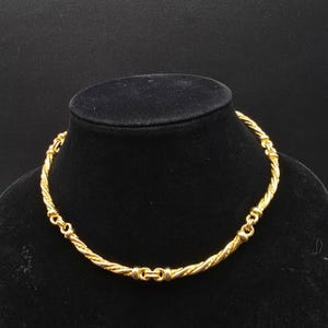 Gold Tone Twisted Panel Collar Necklace Vintage Costume Jewelry
