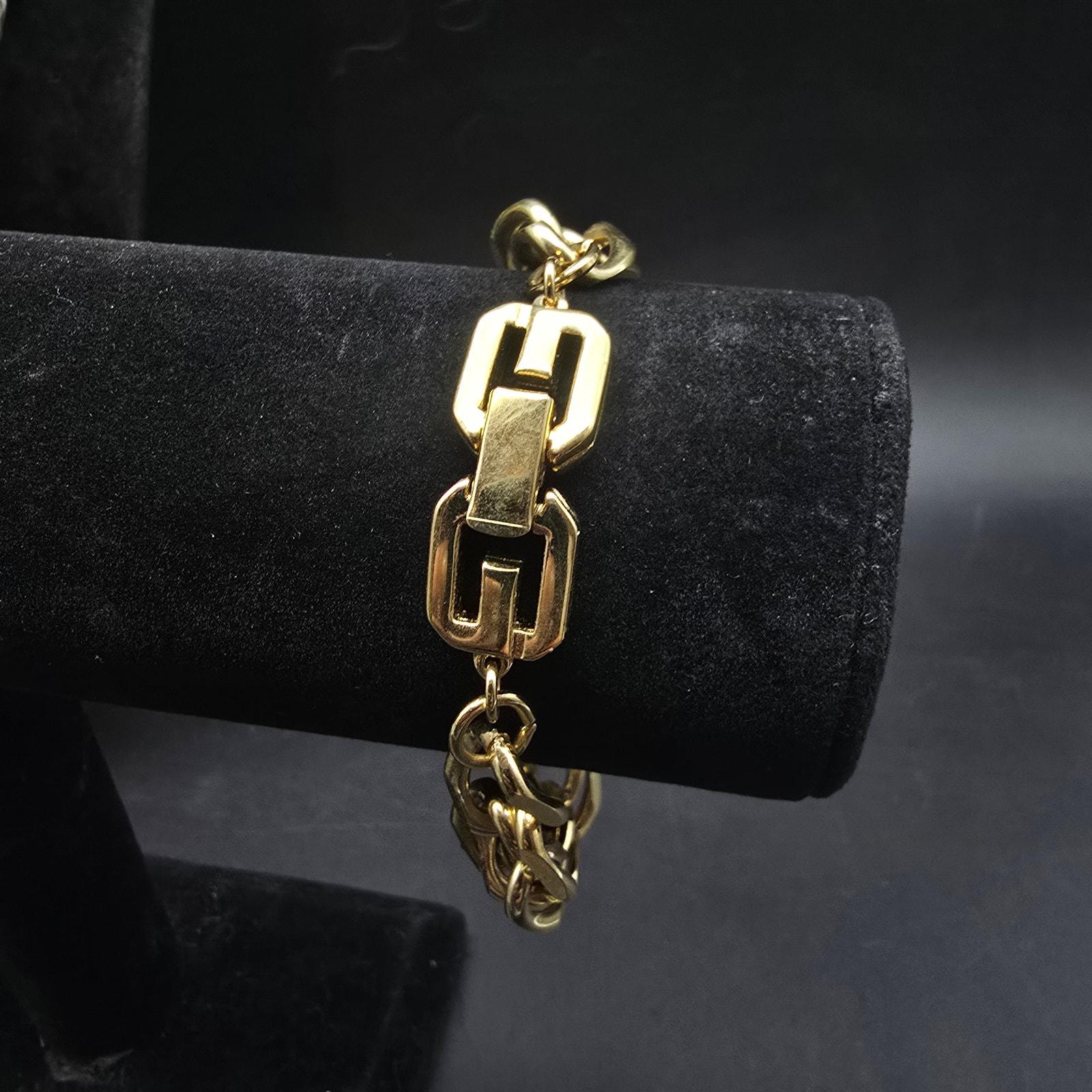 Vintage Givenchy Gold Tone Chain Link Necklace Bracelet Set