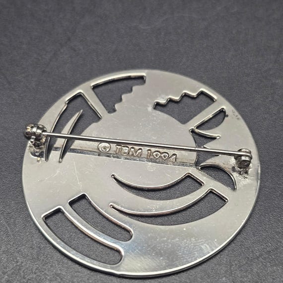 MMA TBA Abstract Silver Tone Brooch TBA 1994 Vintage View 2