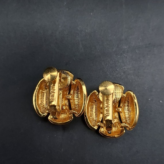 Napier Gold Tone Clip On Earrings Vintage Costume… - image 5