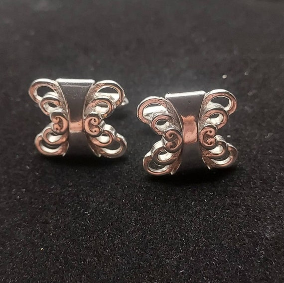 Vintage Silver tone Swank Cufflinks Butterfly Sha… - image 9