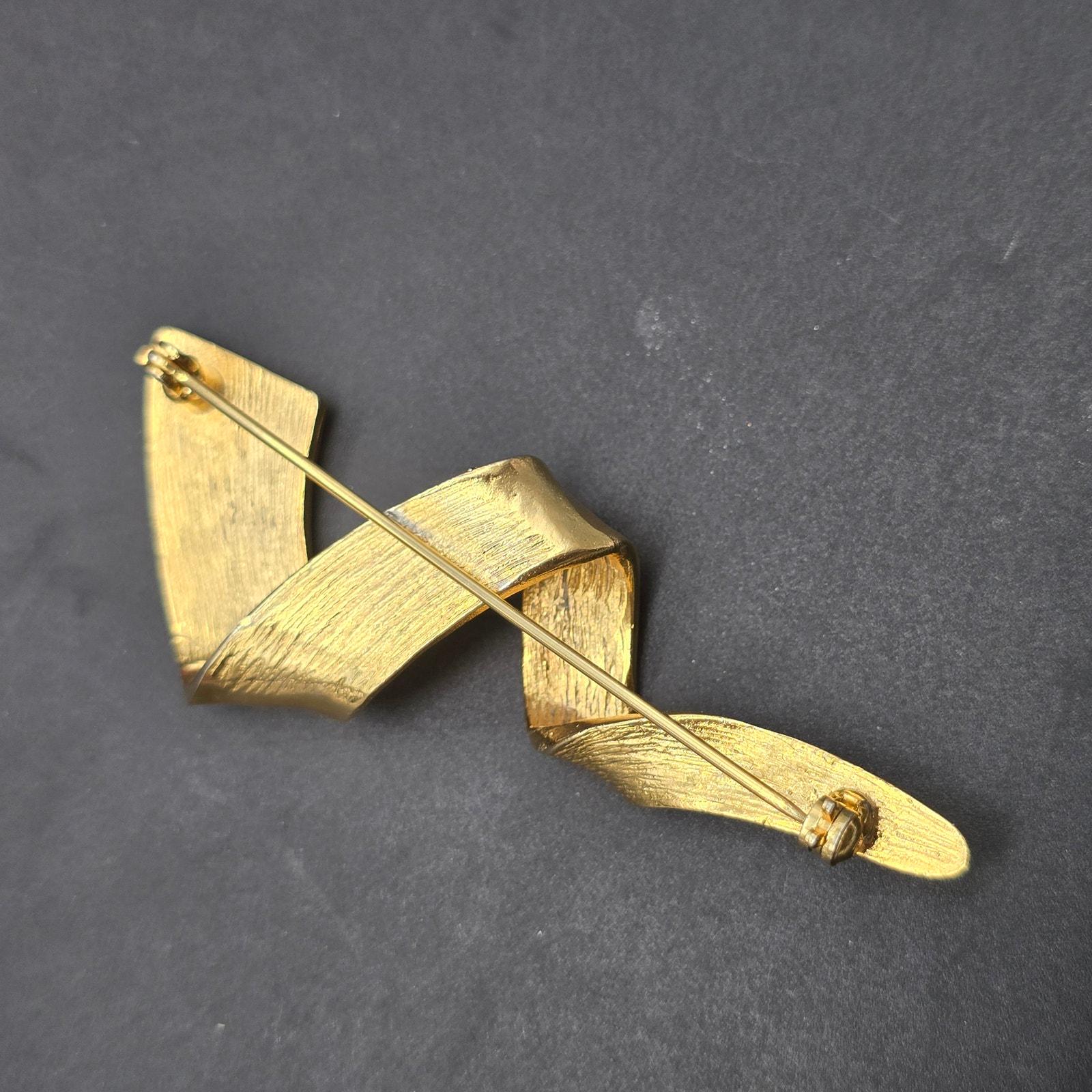 Broche Zigzag Vintage Dorée - Design Moderne Ligne - 9,2 Cm - Neuf Sans Emballage - Fabriqué En France