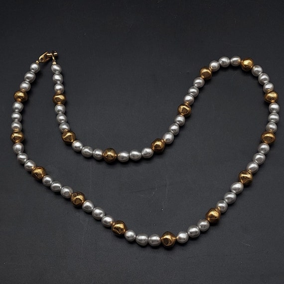 Napier Faux Pearl Gold Tone Beaded Necklace 24 In… - image 5