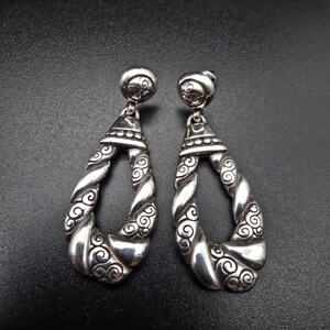 Brighton Bijoux Silver Tone Swirl Tear Drop Earrings Pierced Post image 5