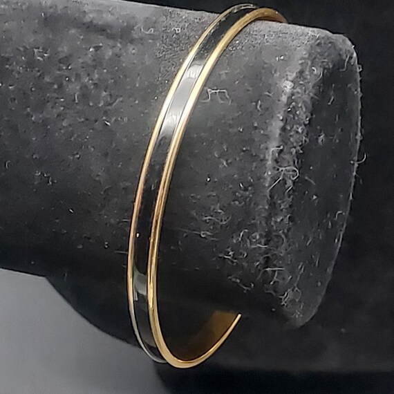 Napier Gold Tone Black Enamel Bangle Bracelet Vin… - image 10