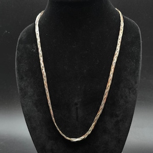 Vintage Tricolor Braided Metal Necklace Silver Gold Rose Gold Tone Costume Jewelry
