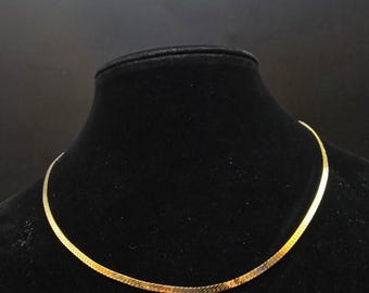 14K Gold Plated Herringbone Chain Necklace Gold Tone 18 Inch Costume Jewelry