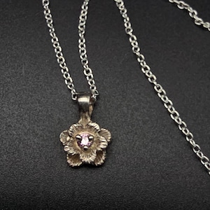 Sophia Fiori Pink Sapphire Flower Pendant Necklace 925 Sterling Silver