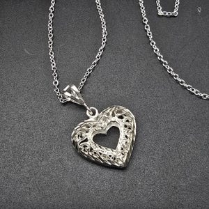 Sterling Silver Filigree Heart Pendant Necklace