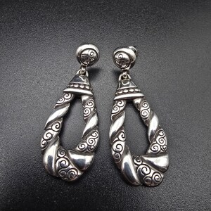 Brighton Bijoux Silver Tone Swirl Tear Drop Earrings Pierced Post image 2