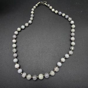 Quartz Amethyst Beaded Necklace Silver Tone Vintage Jewelry 18 Inch