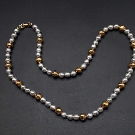 Napier Faux Pearl Gold Tone Beaded Necklace 24 In… - image 2