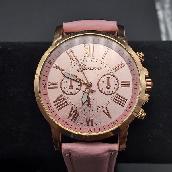 Women's Pastel Pink Wrist Watch Spring Summer Geneva Quartz Movement