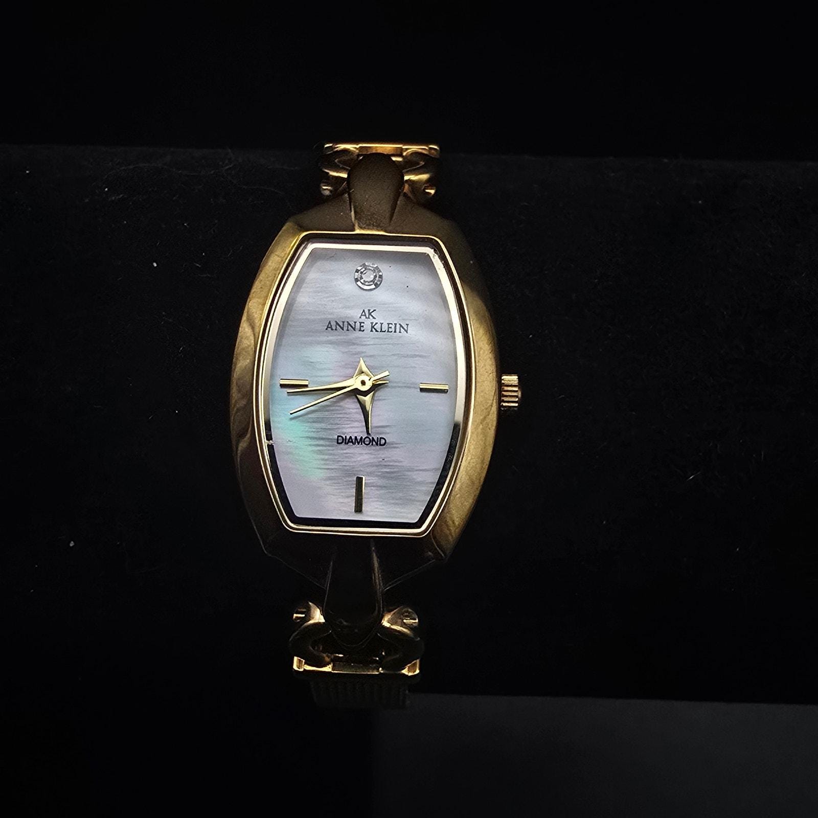Anne Klein Gold Mesh Watch with Gray Dial Minimalist Oval Case Watch | Anne Klein main image 2
