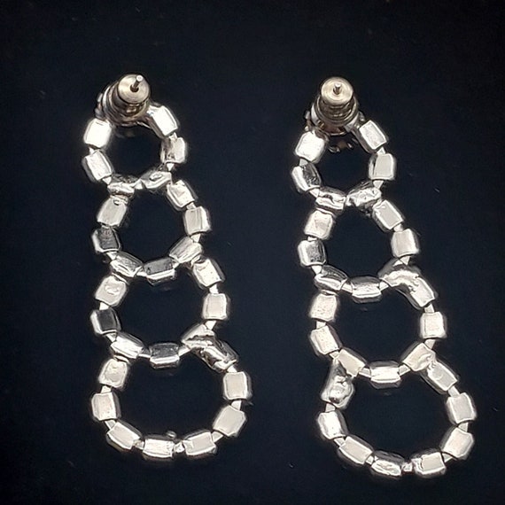 Rhinestone Loop Earrings Dangle Drop Vintage Glam… - image 9