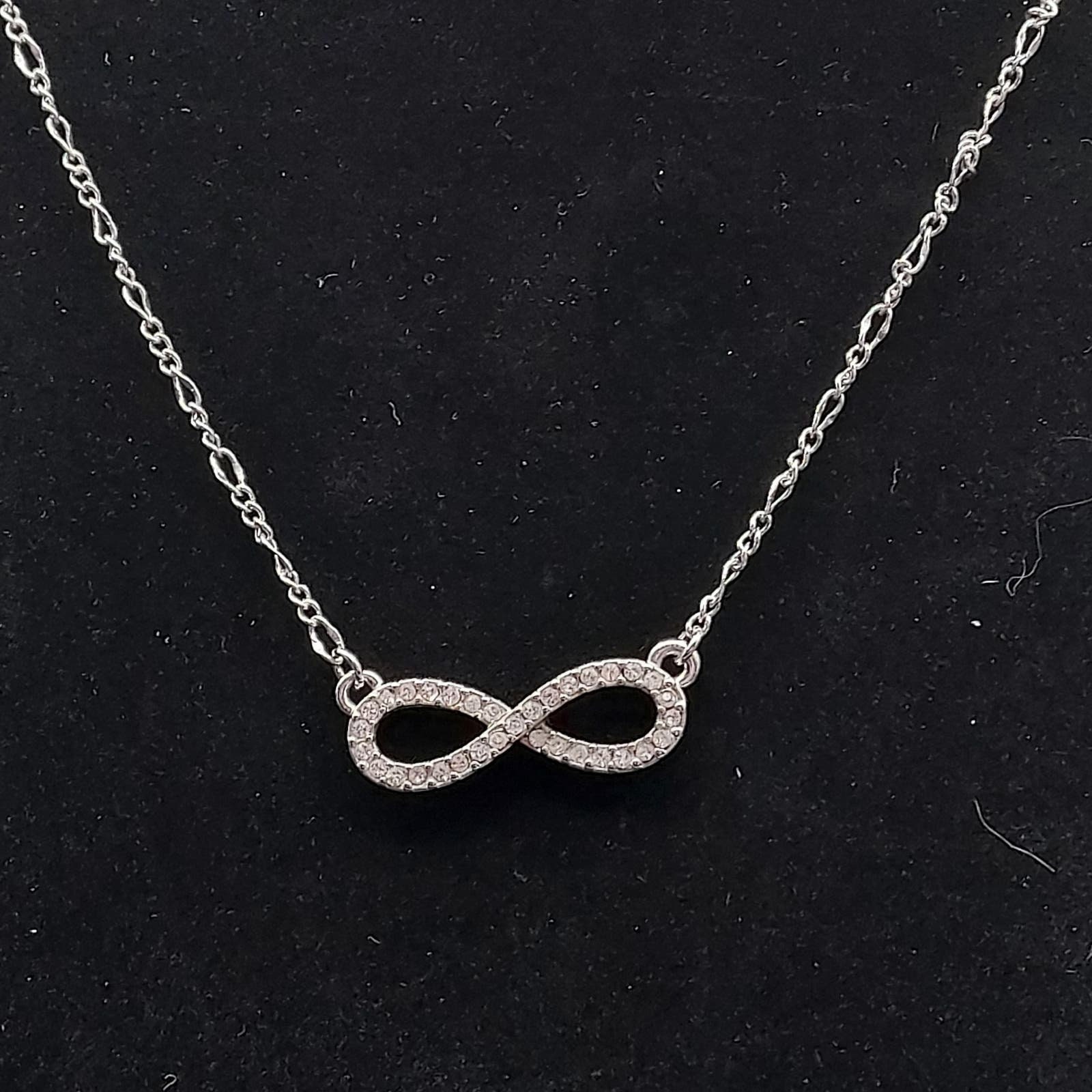 Lia Sophia Rhinestone Infinity Symbol Necklace Silver Tone 