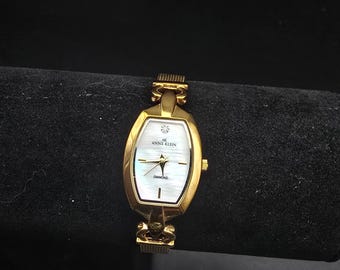 Anne Klein Gold Tone Mesh Watch Quartz WORKS Working
