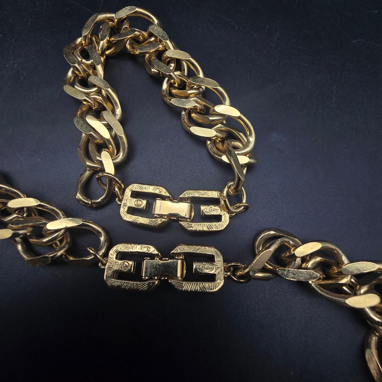 アクセサリー GIVENCHY Gold Chain Necklace bracelet Vintage Givenchy Gold Tone Chain Link Necklace Bracelet Set