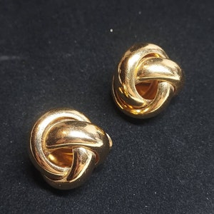 Vintage Monet Gold Tone Love Knots Clip On Earrings Costume Jewelry