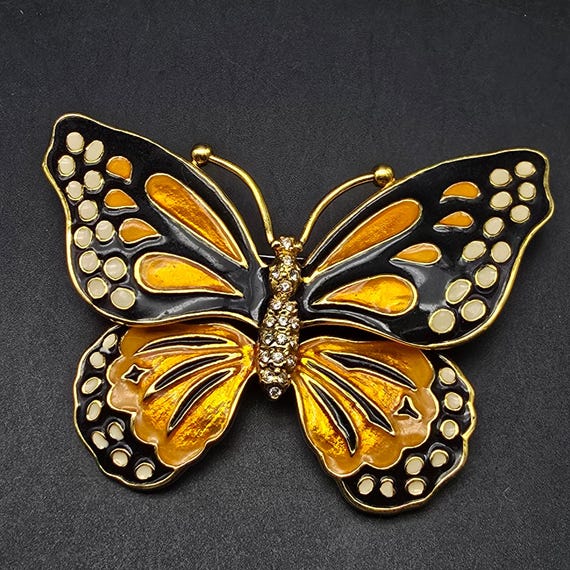 Kenneth Jay Lane Monarch Butterfly Brooch KJL - image 1