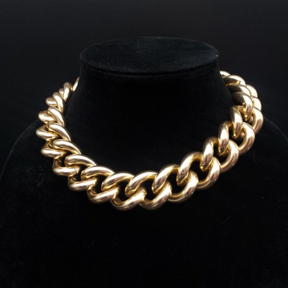 Erwin Pearl Chunky Gold Tone Chain Link Necklace … - image 1