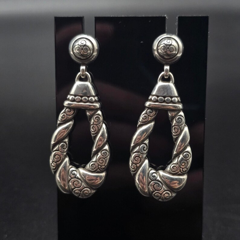 Brighton Bijoux Silver Tone Swirl Tear Drop Earrings Pierced Post image 8