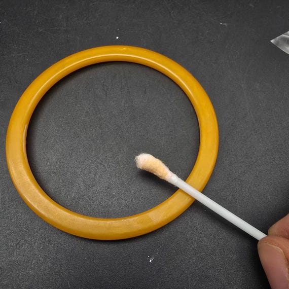 Thin Butterscotch Bakelite Bangle Bracelet Vintag… - image 4