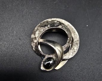 Brushed Silver Tone Scarf Sweater Clip Vintage Jewelry